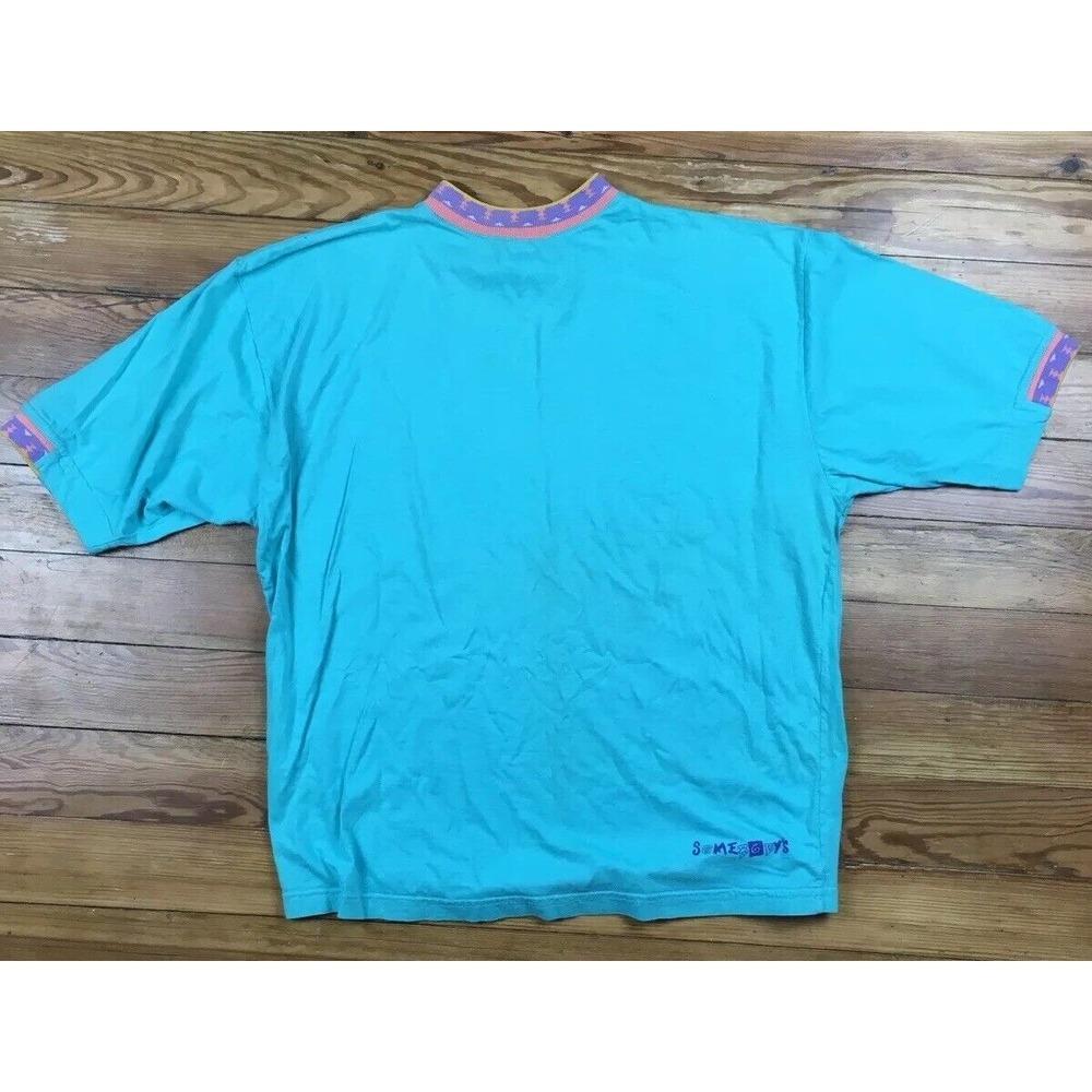 Somebody Peek and Cloppenburg Vintage teal shirt‎ unisex size large Y2K